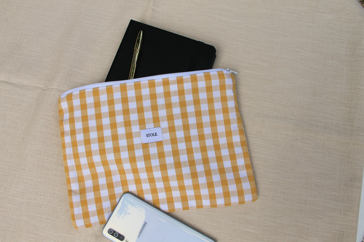 Grande pochette Vichy jaune