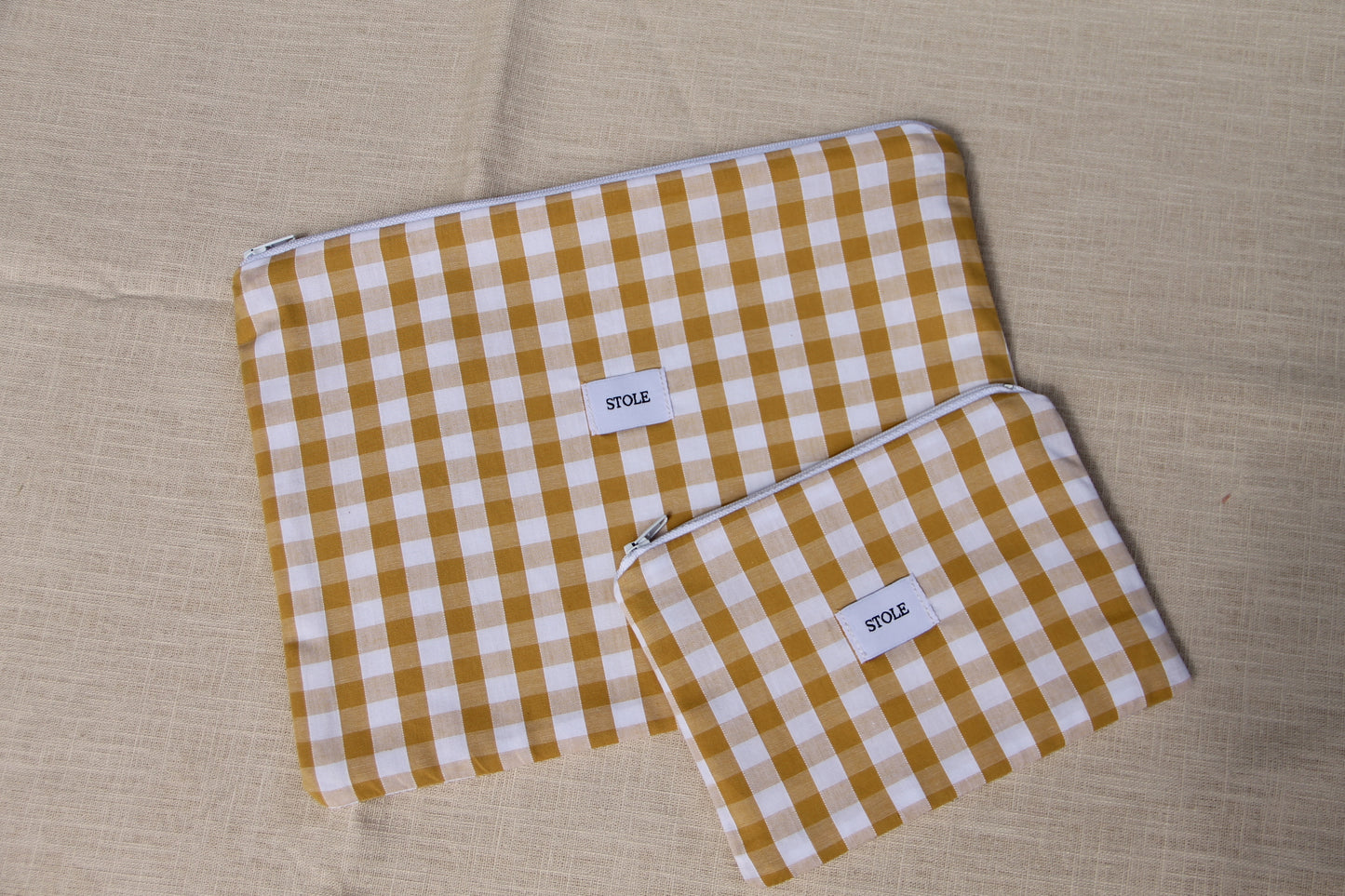 Grande pochette Vichy jaune