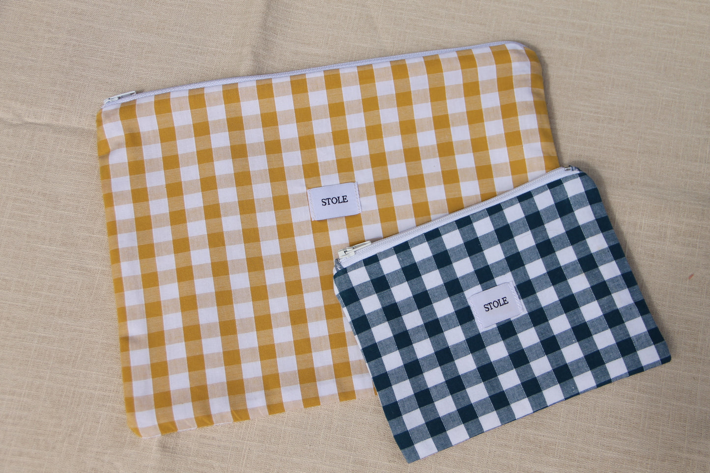 Grande pochette Vichy jaune