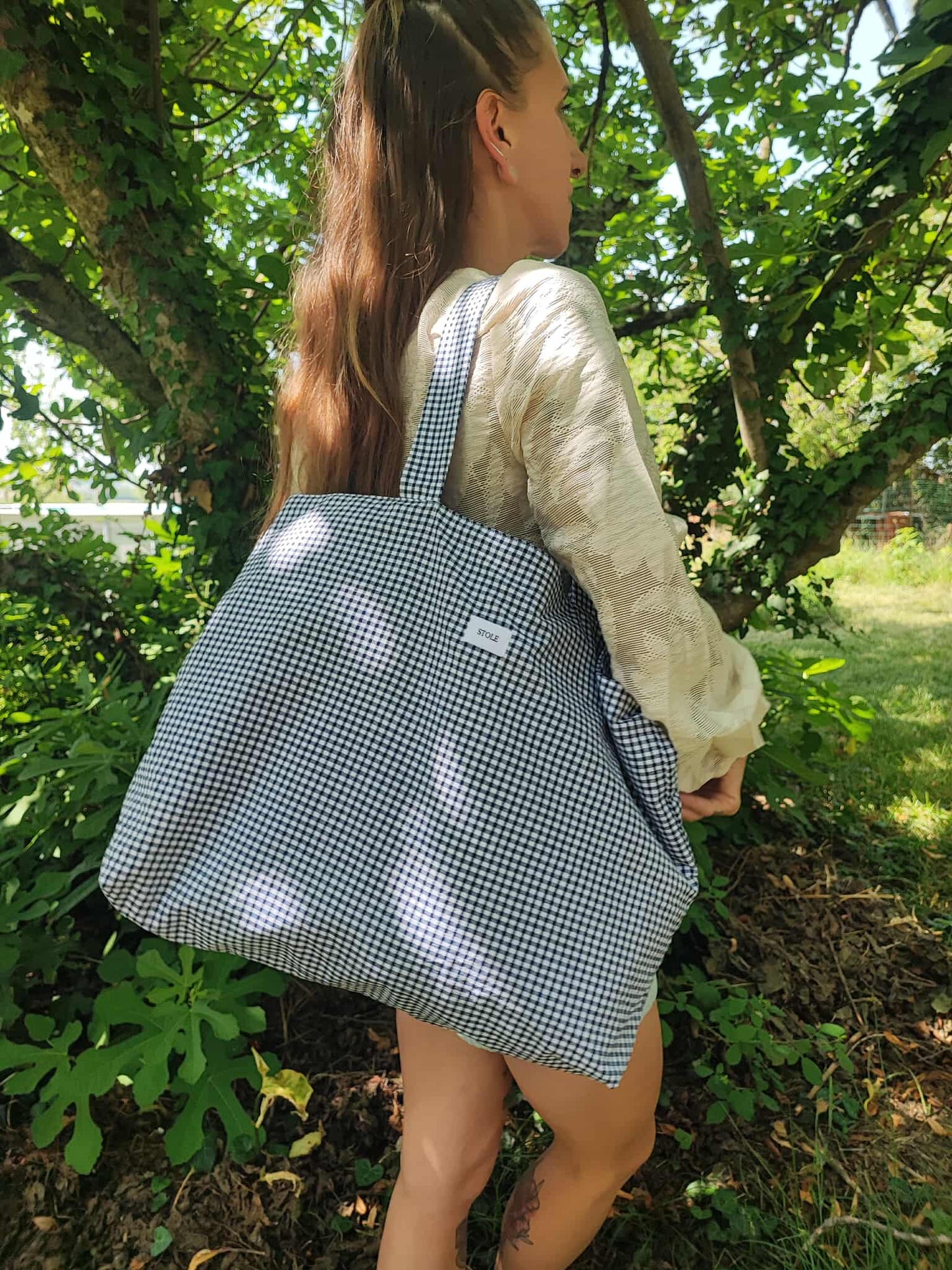 Sac Cabas Vichy Bleu