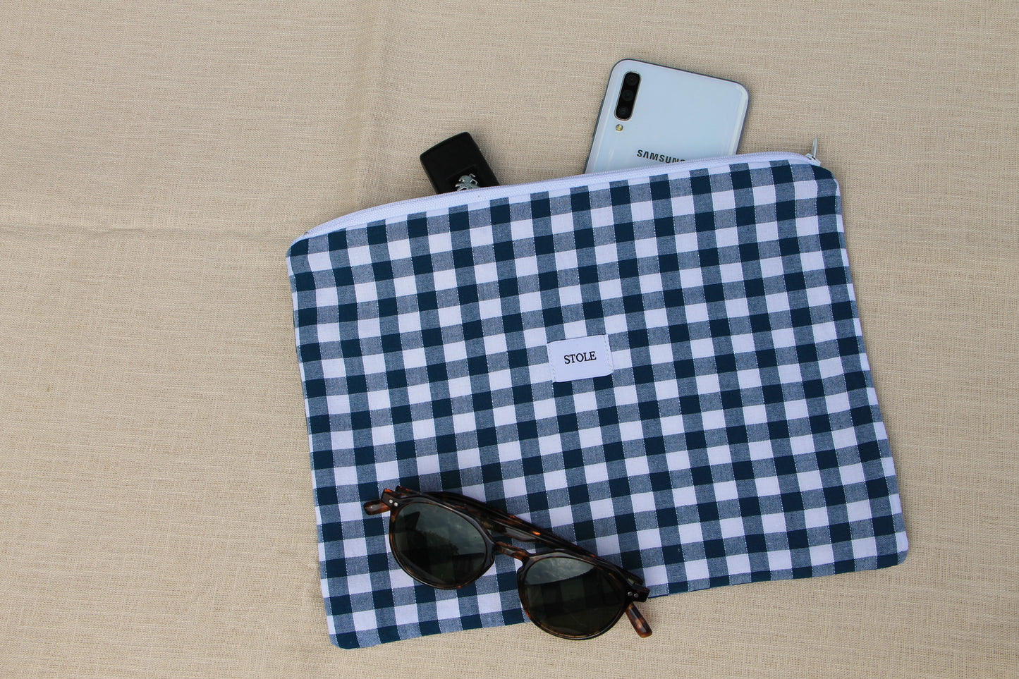 Grande pochette Vichy vert