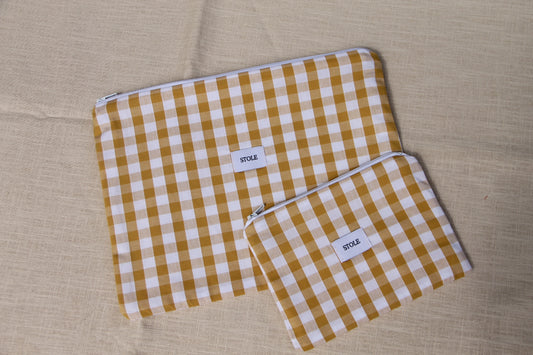 Grande pochette Vichy jaune
