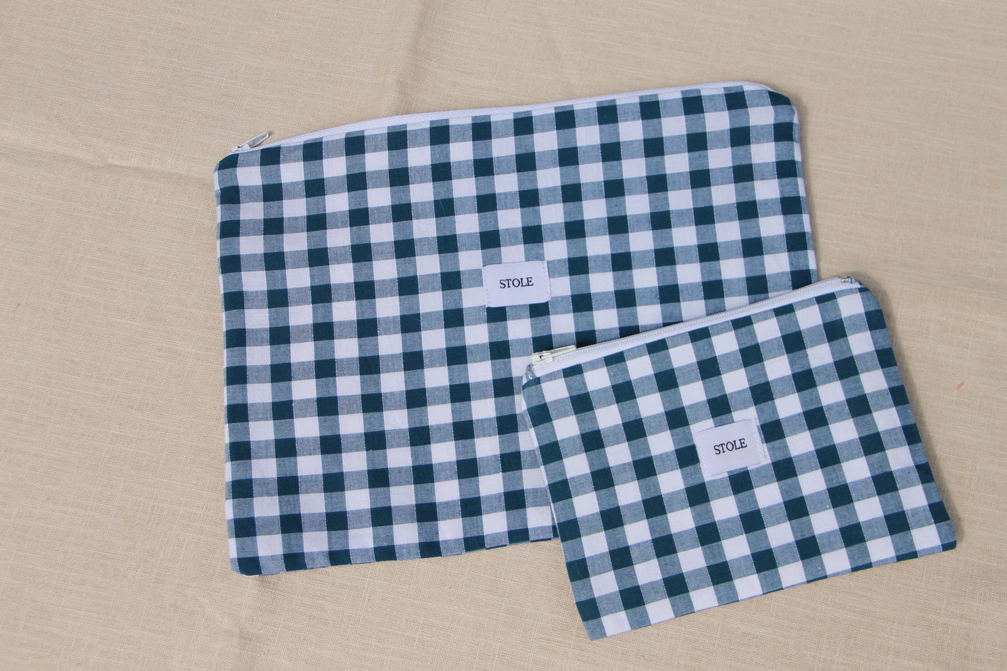 Grande pochette Vichy vert