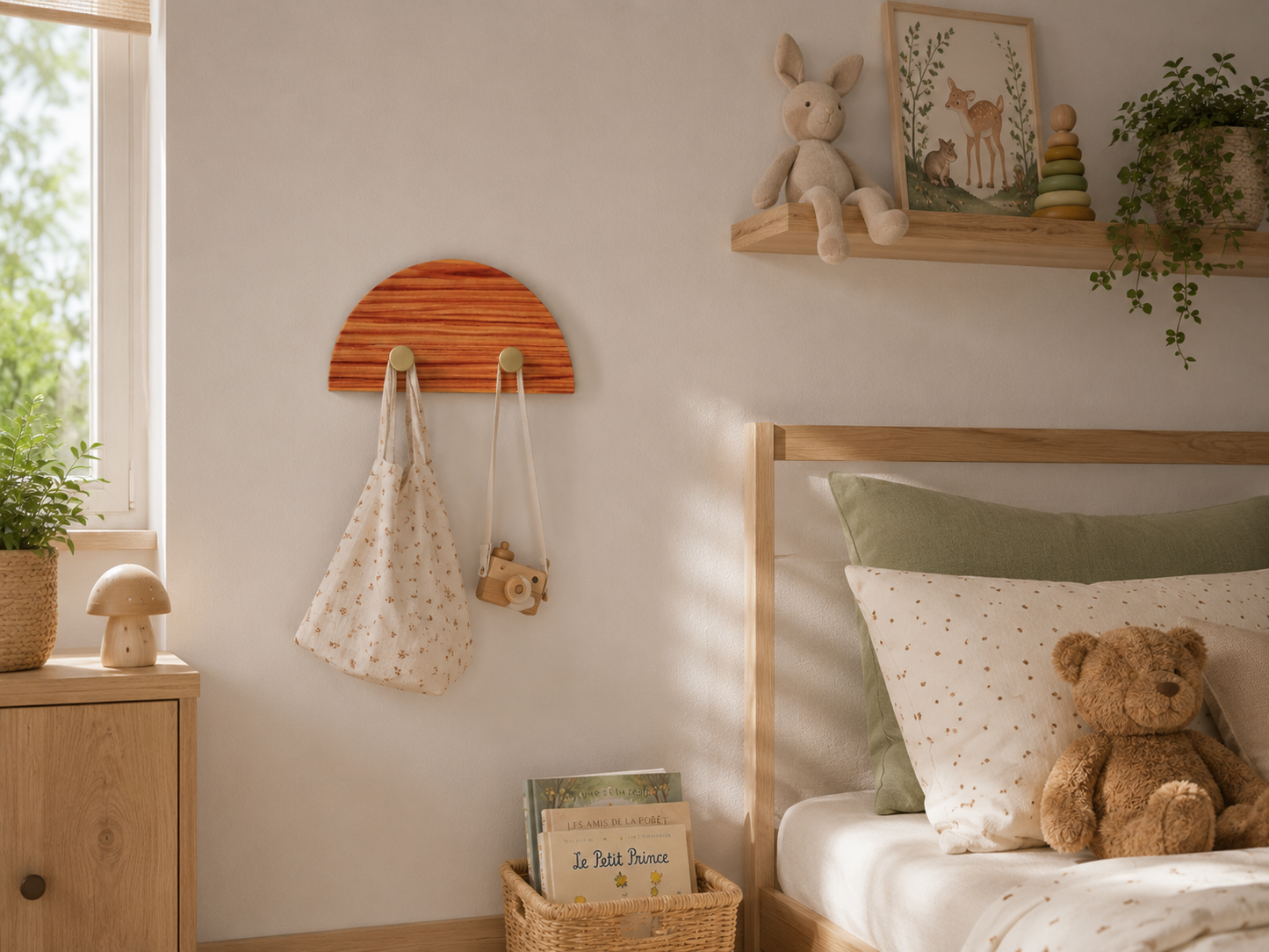 Petit Patère Demi Lune Bois de rose