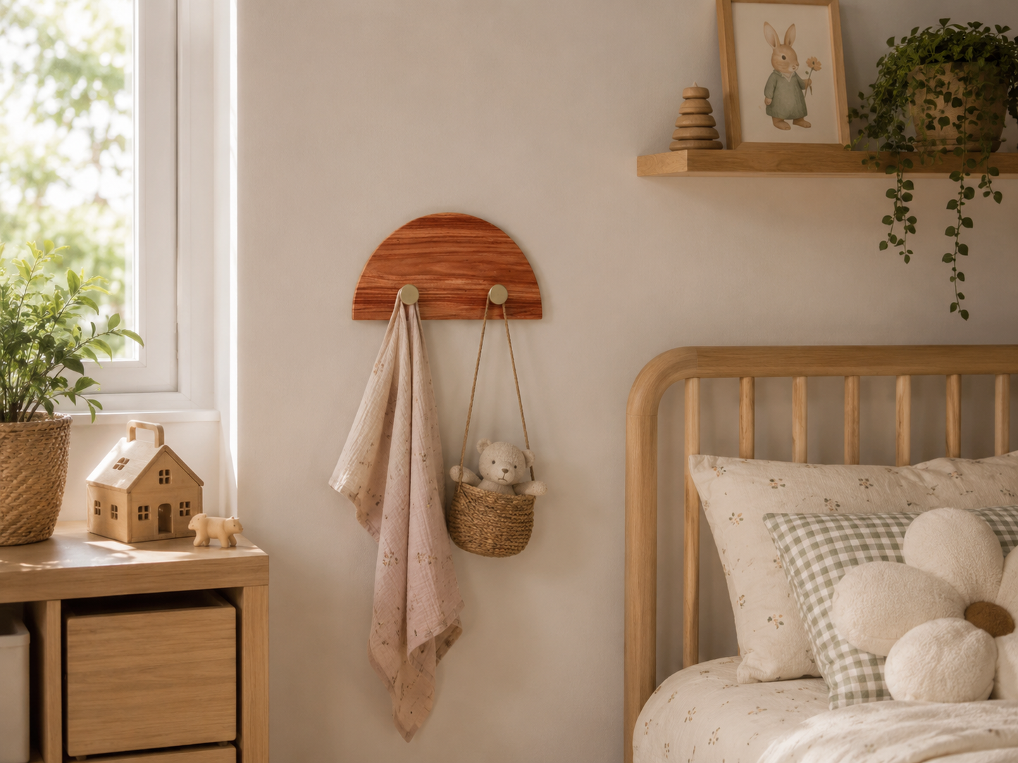 Petit Patère Demi Lune Bois de rose