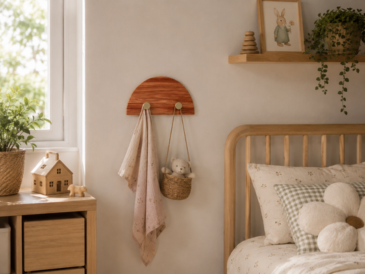 Petit Patère Demi Lune Bois de rose